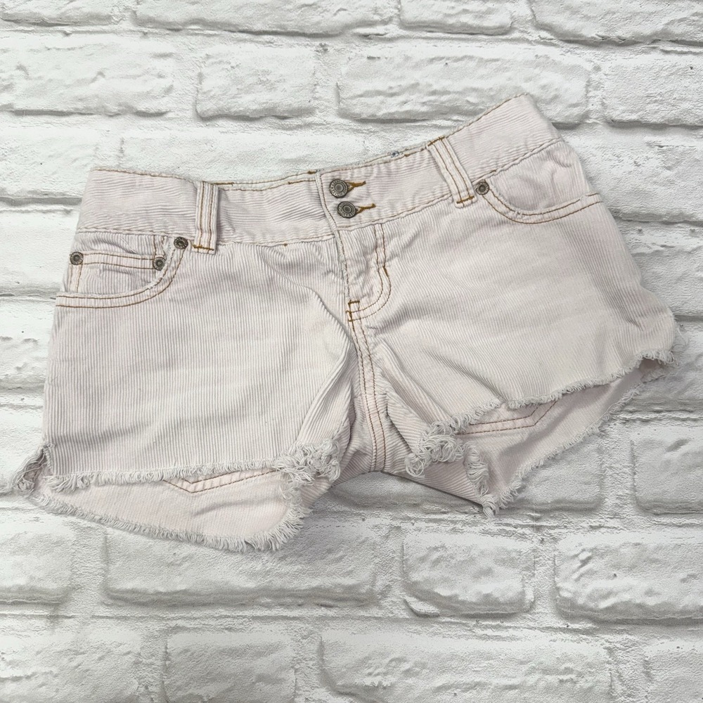 Y2K Abercrombie & Fitch Micro Mini Corduroy Shorts Frayed Hem Low Rise 00 Pink